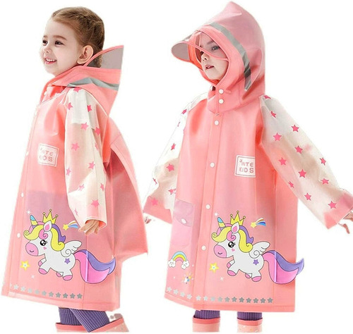 Capa Impermeable Lluvia Infantil Kids Niña Unicornio Escolar