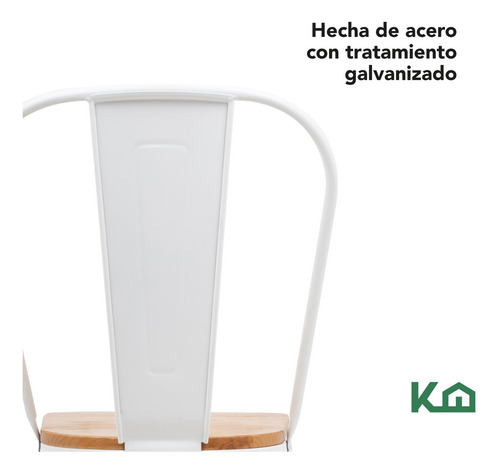 Set De 2 Sillas Tolix Estructura De Acero Asiento De Madera Vintage Exterior Color Blanco KingsHouse