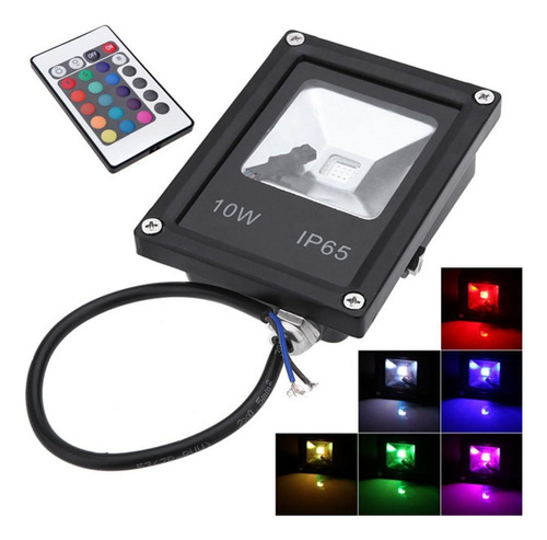 Reflector Led Rgb 10w Exterior Con Control Remoto