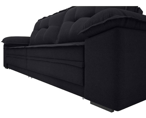Sofá 4 Lugares Luxor Retrátil E Reclinável Preto 2,30m