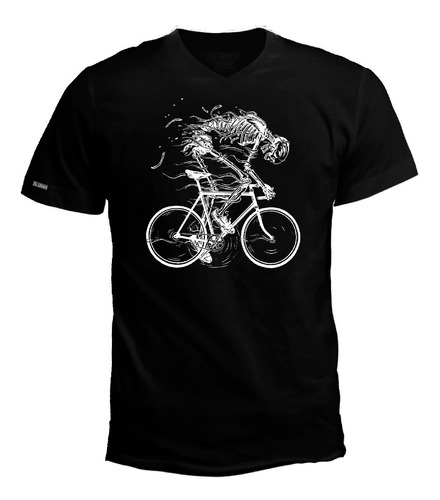 Camiseta Cuello V Esqueleto En Bicicleta Inp Ecv