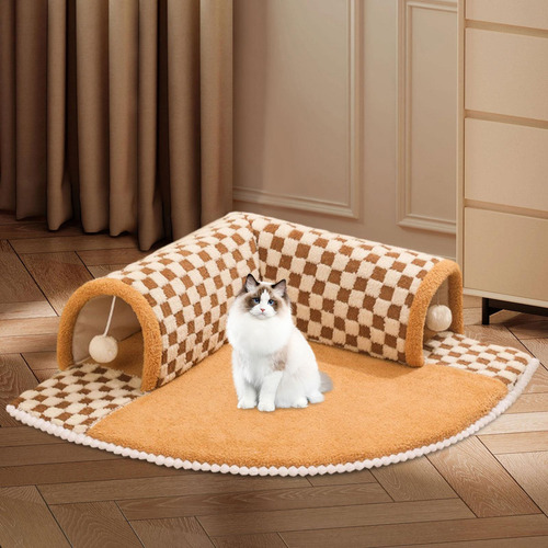 Cama TĂșnel Para Gatos, Juguete Interactivo, Pelota Cafe Xl