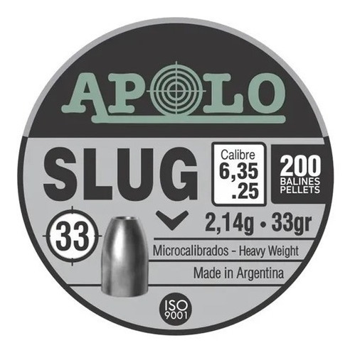 Postones Apolo Slug 6.35 Mm 33 Grains X 2 / Armería Virtual