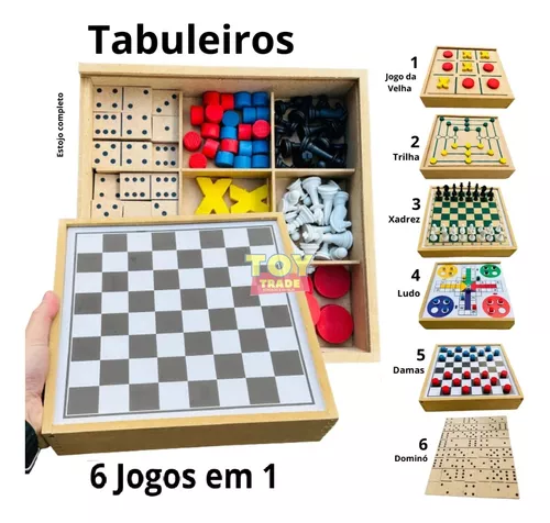 Jogo 5 Em 1 Tabuleiro Xadrez Dama Trilha Ludo Jogo Da Velha