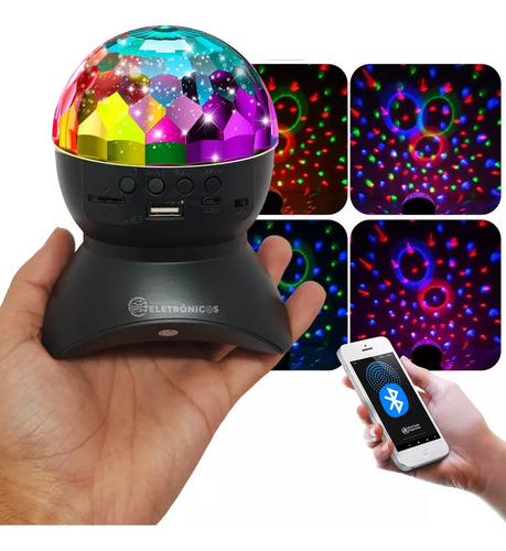 Mini Globo Led Rgb  Bluetooth Luz Rgb Música Caixinha Som Dj