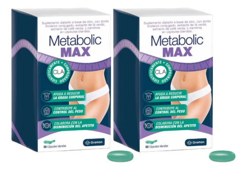 Combo X2 Suplemento Dietario Metabolic Cla Max X60 Capsulas 