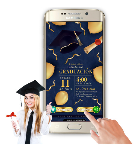 Invitación Digital Mi Graduación Botones Interactivos Mapa Mi Graduación