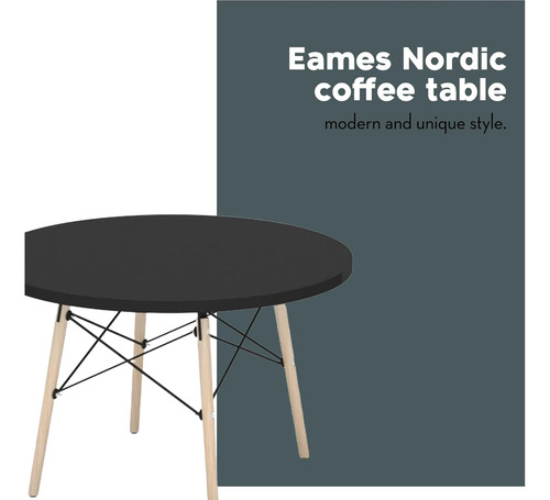 Mesa De Centro Circular Eames 60 Cm Negro Café Obscuro
