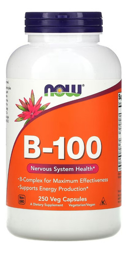 Vitamina B100 Complexo B 250cps Now Foods C/ Colina Inositol