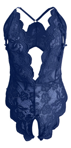 Babydoll Lenceria Mujer Ropa Interior De Encaje Camison Azul Floreado Talla Única