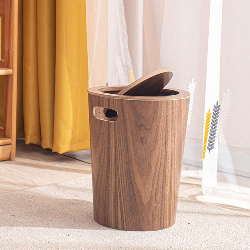 Bote De Basura De Madera Con Tapa De Residuos De Madera Bin