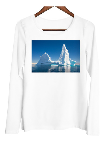 Remera Mujer Ml Iceberg Bote Mar Helado Hielo Blanco N4