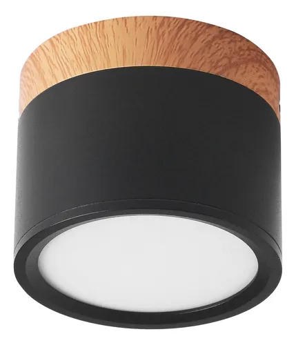 Panel Led Sobrepuesto Madera 7w Negro Luz Calida Homessentia