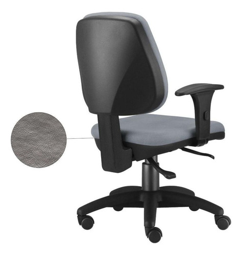 Kit 2 Cadeira Giratória Job Escritório Couro Sintético Cinza