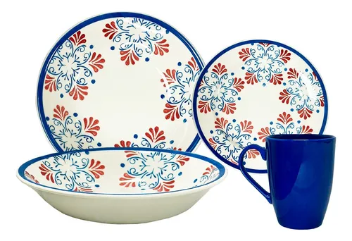 Platos De Ceramica Set Vajilla Completo Juego De Tazas 16pzs