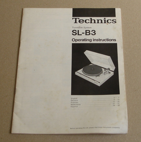 Manual Tocadiscos Plato Technics Sl-b3