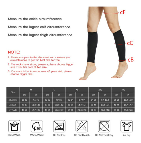 1 Par De Calcetines Hombre Mujer 20-30mmhg Medias Mangas Par