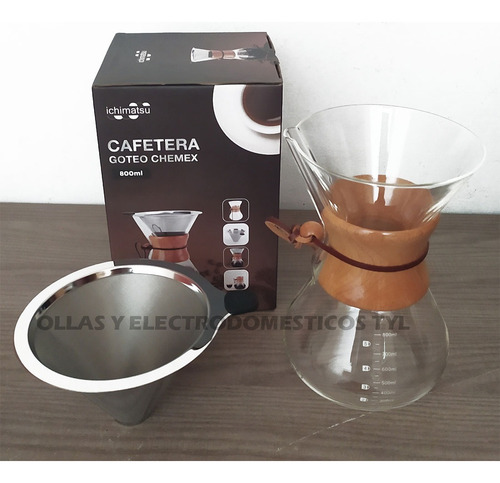 Cafetera Chemex 600ml Con Filtro En Acero Inoxidable