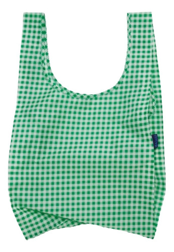 Bolsa Re-utilizable Baggu, Nylon Reciclado, Impermeable Color Verde Green Gingham