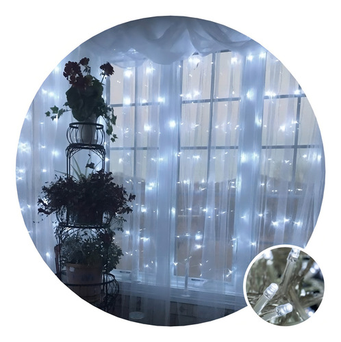 Cortina Led 120 Luces 10 Tiras 2x1.5 Metros Blanco Calido Frio Navidad Color De Las Luces Blanco Frío