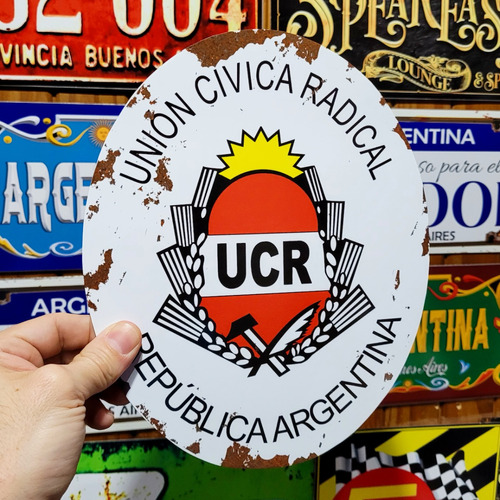 Cartel Chapa Ucr Union Civica Radical Vintage Apto Exterior