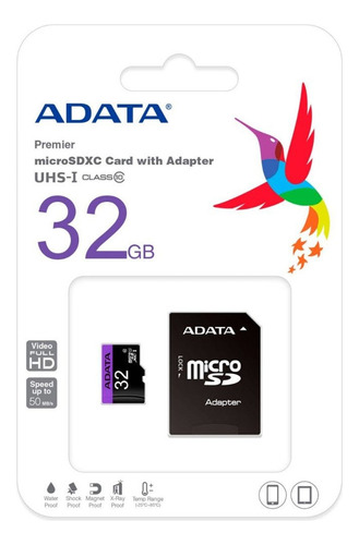 Memoria Adata Microsd Capacidad De 32gb Incluye Adaptador Sd