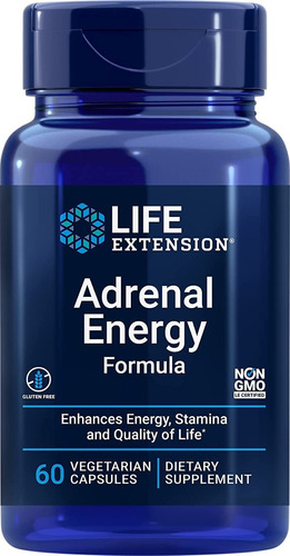Potenciador Fórmula Energy Adrenal Life Extension 60 Capsula Sabor Natural