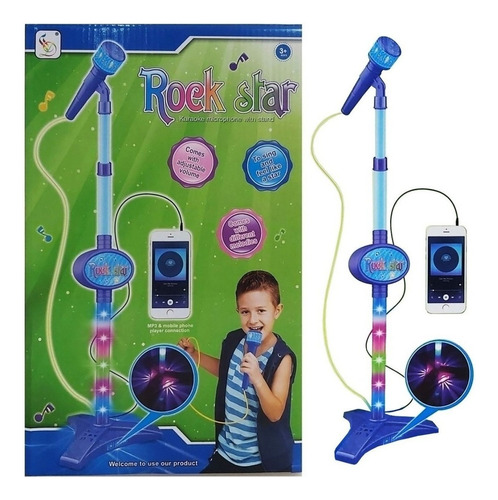 Microfono Infantil Karaoke Luz Y Sonido Mp3 Shp Tunishop