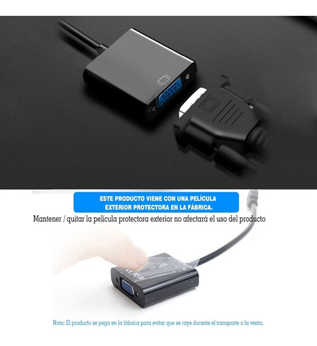 Imagen 9 de 10 de Cable Adaptador Convertidor Hdmi A Vga +regalo Cable 3.5mm