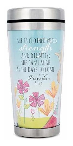 Proverbios 31 Mujer Cielo Azul Sketch 16 Oz. Acero Inoxidabl