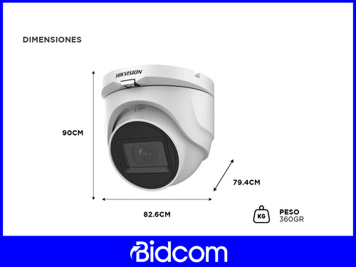 Cámara Seguridad Torreta Fija Domo Hikvision 2 Mp Bidcom