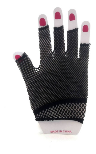 Imagen 2 de 8 de Guantes Mitones De Red Dedos Cortados Negros Por Par