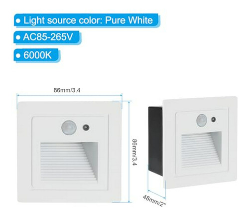 Patikil Led Step Light 3w Con Sensor De Movimiento - Blanco