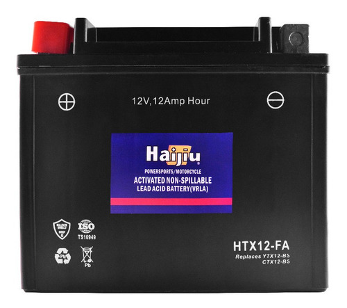 Batería Moto Haijiu Htx12-fa Agm  Gel Libre Mantenimiento