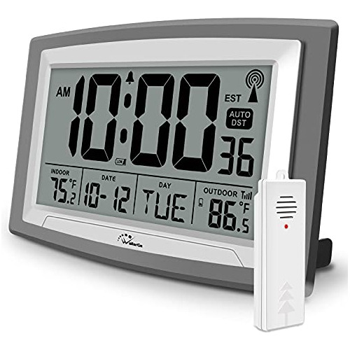 Reloj Atómico Temperatura Exterior E Interior - Alarma...