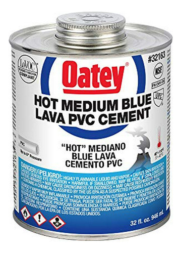 Cemento Pvc Oatey 32163, 32 Oz. Azul Lava Caliente - Hasta 6