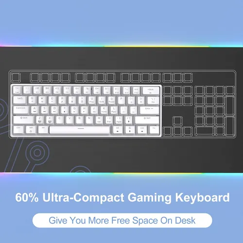 Teclado Mecánico Dierya Dk61se, Led, Usb-c, 60 %, Blanco