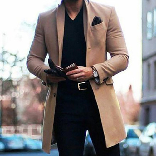 Gabardina Clásica For Hombre Chamarra Larga Informal De Mez