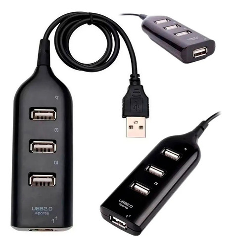 Adaptador Usb 4 Portas Hub Extensor Ampliador Usb P/ Pc