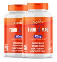 Comprar 2x Four 4 Mag: mezcla con 4 tipos de magnesio (taurato, citrato, dimalato y bisglicinato) 350 mg Elemental | 180 cápsulas | Bigens