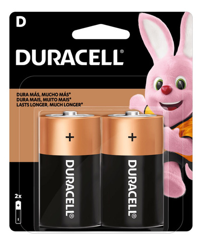 02 Pilhas Baterias D Grande Duracell - 1 Cartelas