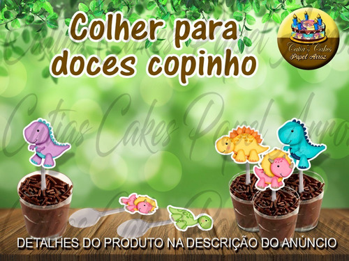 Dinossauro Baby Cute 50 Colher Colherzinha Para Copinho