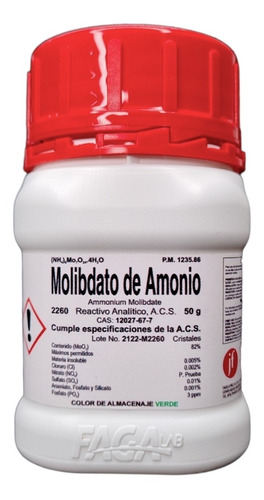 Molibdato De Amonio R. A. De 50 G Fagalab