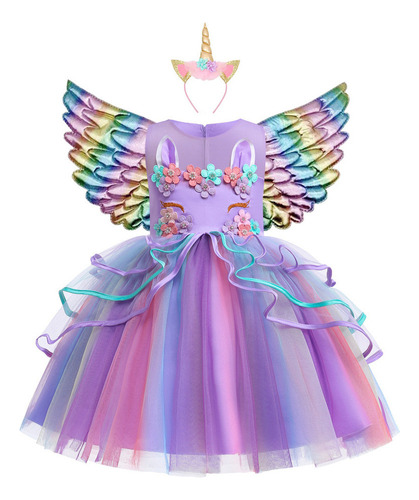 Vestido Unicornio Niña Bebe De Princesas Cumpleaños Disfraz2