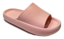 Comprar Ojotas Gomones Alta Mujer Plataforma Moda Cómoda Rosa Beach