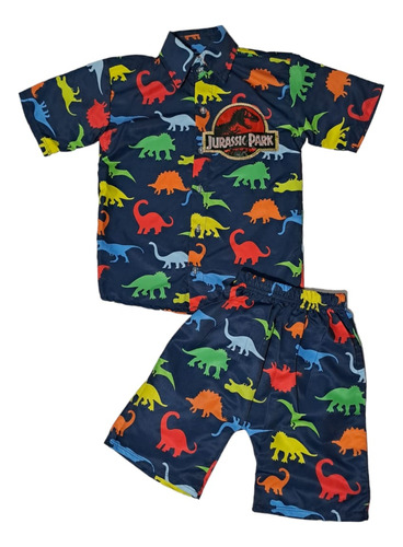 Camisa Y Short Jurassic Park Conjunto Infantil Niños Moda Ni