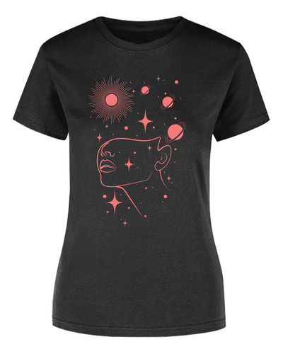 Playera Universo Silueta De Mujer -planetas -espacio