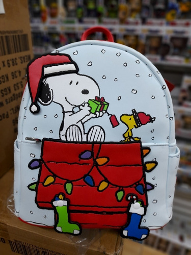 Loungefly Peanuts Gift Giving Snoopy Minibackpack Color Celeste
