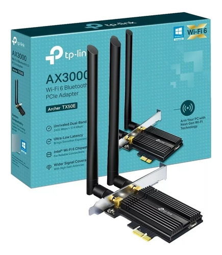 Adaptador Tp-link Archer Tx50e Ax3000 Wi-fi 6/bluetooth 5.2