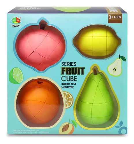 Set De Cubos De Frutas Limón, Durazno, Pera, Naranja
